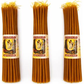 ZULUF 33 Beeswax Taper Candles Blessed at Holy Sepulchre Jerusalem – 9" Honey Scent Orthodox Church Prayer Candles, Christian Devotional Candles for Liturgy, Easter, Home Altar – 3 Bundles (99 Total) in Saudi Arabia