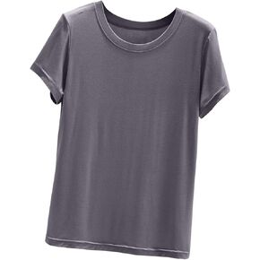 Womens Pajamas Top Basic Shirts Fashion Solid Short Sleeves Crewneck Classic Shirts Breathable Comfy Summer Tops in Kuwait