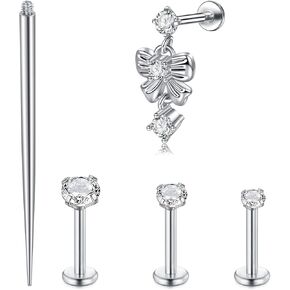 FECTAS 16G Flatback Stud Earrings for Women Hypoallergenic Internal Thread Silver Gold Cartilage Earring Tragus Helix Conch Nose Lip Monroe Labret Medusa Piercing Jewelry in Kuwait