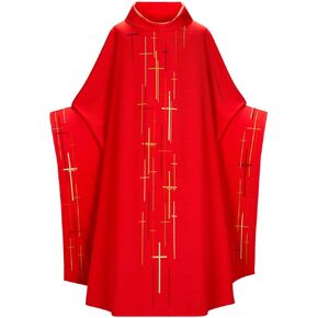 كاهن كاثوليكي يحتفل تشاسوبل - أردية رجال الدين الليتورجية بزخارف متقاطعة للقداس والاحتفالات in Kuwait