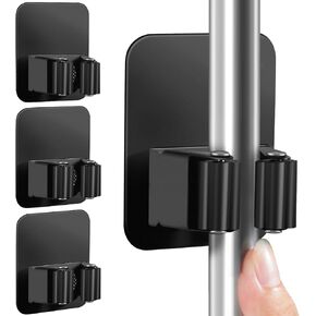 8 عبوات من حامل المكنسة على الحائط، حامل مكنسة محسّن، ممسحة فائقة المقاومة للانزلاق وحامل مكنسة يثبت على الحائط، مقبض شماعات المكنسة للمطبخ والحمام والخزانة ومرآب الحديقة، أسود in Kuwait