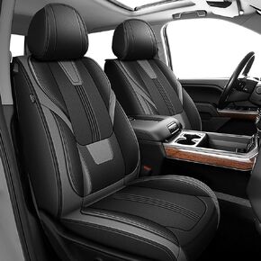 YORKNEIC Fit for Chevy Silverado Seat Covers 2007-2025 2026 GMC Sierra Chevrolet Silverado 1500 2500HD 3500HD Trail Boss Z71 Faux Leather for GMC Sierra Seat Covers(Full Set,Black&Grey) in Kuwait