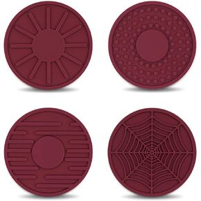 حامل أكواب من cueclue 4 قطع لأكواب السيارة، 2.67 بوصة من السيليكون المضاد للانزلاق لحامل أكواب السيارة، تصميم مخطط على شكل نقطة عنكبوتية من الشمس، ملحقات داخلية للسيارات (أحمر خمري) in Kuwait