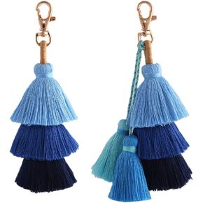 سلسلة مفاتيح ملونة على شكل حقيبة شرابة - سلاسل مفاتيح لطيفة بوهيمية مصنوعة يدويًا للنساء، سلسلة مفاتيح محفظة يد in Kuwait