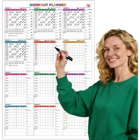 Large Dry Erase Workout Calendar For Wall, 24 X 36 Inch Reusable 12 Week Weight Loss Tracker Chart, Lightweight Gym Whiteboard Poster For Tracking Exercise, Body's Measurement & Circumference in Kuwait