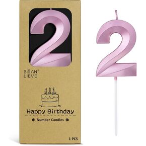 BEAN LIEVE 2.76 Inch Silver Number Candle 4 - Elegant Diamond-Cut Number Birthday Candles,Birthday Cake Topper for Wedding, Anniversary, Birthday Party Decor in Kuwait