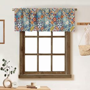 Boho Floral Valance Curtain Colorful Bohemian Mandala Rod Pocket Valance Window Treatments Short Curtains for Kitchen Living Room Bathroom Farmhouse Decor 54x18inch in Kuwait