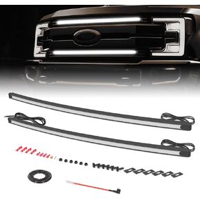 شريط إضاءة LED مزدوج لشبكة Ford F250، Niwaker 2 قطعة 37 بوصة مجموعة مصابيح LED منحنية مع حزام أسلاك 12 فولت أضواء جانبية متوافقة مع 2017-2022 Ford Super Duty F-250 in Kuwait
