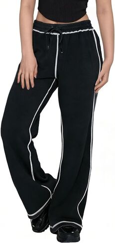 Women's Loose Fit Barrel Leg Sweatpants, High Waisted Wide Leg Joggers with Pockets, Cotton Baggy Lounge Pants in Saudi Arabia