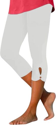 كابري طماق للنساء الصيف عارضة أنيقة عالية الخصر طول الركبة Capris الشاطئ تمتد اليوغا السراويل اقتصاص in Kuwait