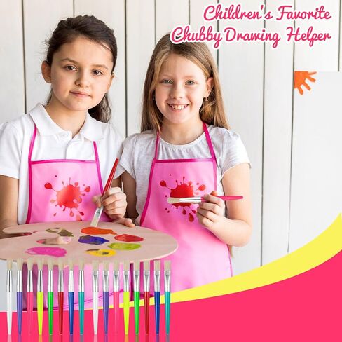 64 Pcs Paint Brushes Sets for Kids Toddler Art Supplies Large Chubby Round and Flat Brush for School Washable Acrylic Oil Paint in Kuwait