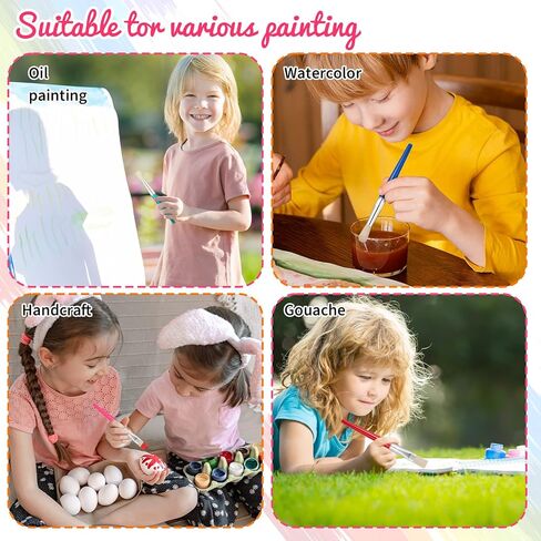 64 Pcs Paint Brushes Sets for Kids Toddler Art Supplies Large Chubby Round and Flat Brush for School Washable Acrylic Oil Paint in Kuwait