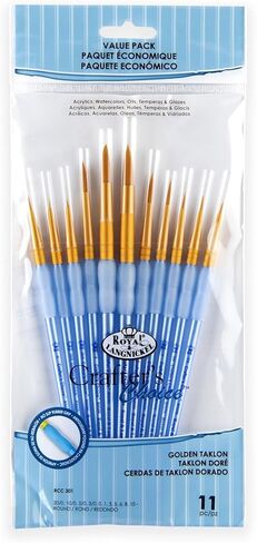 Royal and Langnickel Crafter's Choice Round Taklon Variety Brush Set - Gold (Pack of 11) in Saudi Arabia