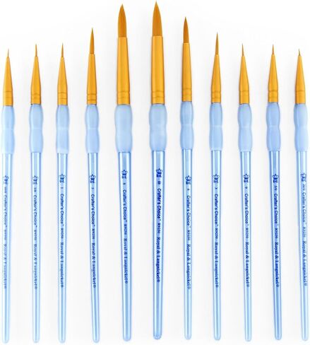 Royal and Langnickel Crafter's Choice Round Taklon Variety Brush Set - Gold (Pack of 11) in Saudi Arabia
