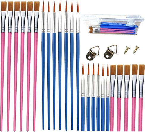 Art Paint Brushes,50pcs Little Washable Flat and Round Art Brushes, Suitable for Student, Teaching and Craft Detail Painting, Graffiti, Watercolor Painting and face Painting (Flat Head) in Saudi Arabia