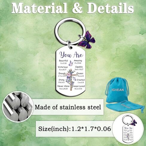 igvean هدايا الكتاب المقدس آية الكتاب المقدس هدايا فراشة المفاتيح هدية روحية للنساء هدية دينية مسيحية ملهمة للنساء الأصدقاء الأخت Bestie ابنة أمي عمة الإيمان القائم على الحاضر in Kuwait