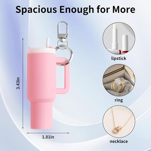 2 Pack Mini Tumbler Keychain with Lip Balm Holder,Cute Cup Charm for Keys, Bags & Wallets(Pink/Rose Red) in Saudi Arabia