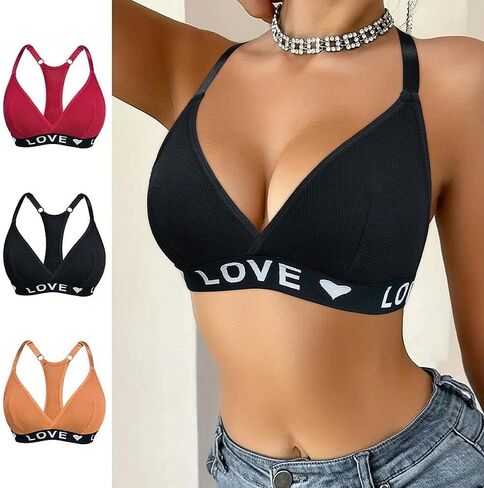 3 Pack Women Sports Bras Racerback Letter Band Wireless Everyday Bralette Comfortable Stretch Support Bra in Saudi Arabia