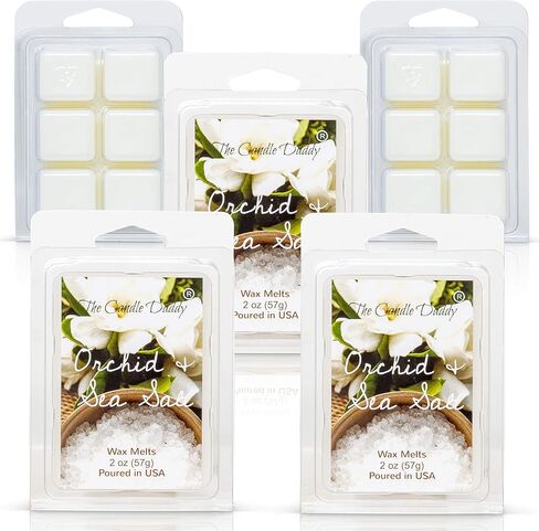 The Candle Daddy Orchid & Sea Salt - رائحة الأوركيد الزهرية المنعشة وملح البحر - الحد الأقصى من مكعبات الشمع المعطرة / تذوب - 5 عبوات - إجمالي 10 أونصات - 30 مكعبًا in Saudi Arabia