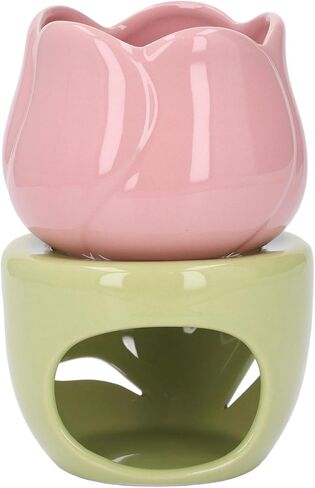 Wax Burners, Pink Flower Shape Ceramic Aromatherapy Burner, Essential Oil Compatible, Aromatherapy Oil Warmer Ceramic Candle Holder Essential Oil Burner for Home Bedroom Decor in Saudi Arabia