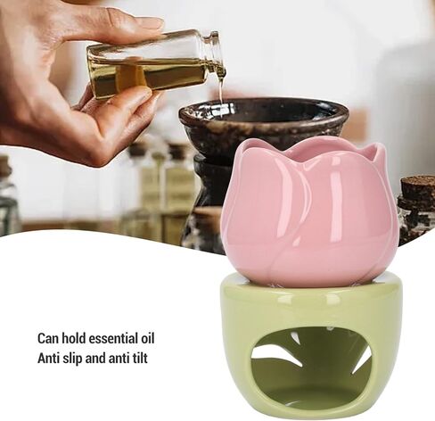 Wax Burners, Pink Flower Shape Ceramic Aromatherapy Burner, Essential Oil Compatible, Aromatherapy Oil Warmer Ceramic Candle Holder Essential Oil Burner for Home Bedroom Decor in Saudi Arabia