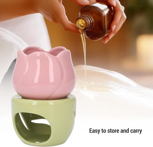 Wax Burners, Pink Flower Shape Ceramic Aromatherapy Burner, Essential Oil Compatible, Aromatherapy Oil Warmer Ceramic Candle Holder Essential Oil Burner for Home Bedroom Decor in Saudi Arabia