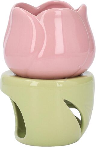 Wax Burners, Pink Flower Shape Ceramic Aromatherapy Burner, Essential Oil Compatible, Aromatherapy Oil Warmer Ceramic Candle Holder Essential Oil Burner for Home Bedroom Decor in Saudi Arabia