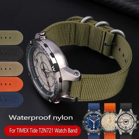 Canvas Convex watch Strap For TIMEX Tide Compass T2N721 T2N720 TW2T76500 TW2T76300 Nylon Wristband Bracelet in Saudi Arabia