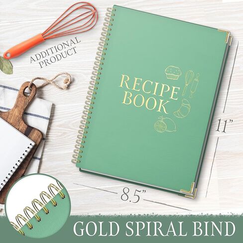 Recipe Book to Write In Your Own Recipes , Recipe BookHardcover Spiral , with a Mini Egg Beater Blank Recipe Book , Recipe Notebook Hold 120 Recipes , Blank Recipe Book for Own Recipes Green. in Saudi Arabia