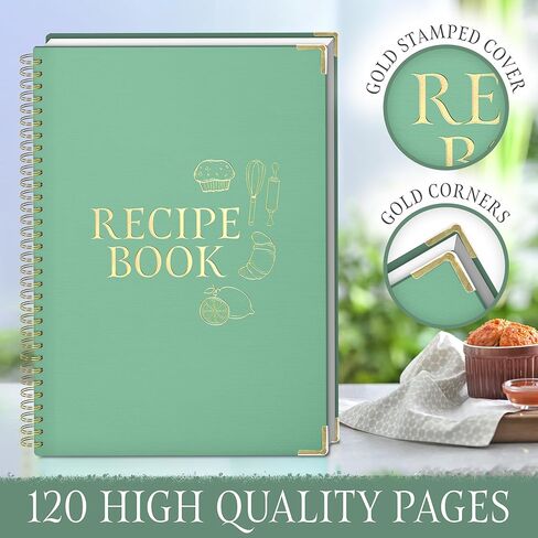 Recipe Book to Write In Your Own Recipes , Recipe BookHardcover Spiral , with a Mini Egg Beater Blank Recipe Book , Recipe Notebook Hold 120 Recipes , Blank Recipe Book for Own Recipes Green. in Saudi Arabia