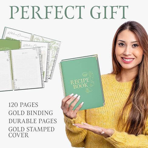 Recipe Book to Write In Your Own Recipes , Recipe BookHardcover Spiral , with a Mini Egg Beater Blank Recipe Book , Recipe Notebook Hold 120 Recipes , Blank Recipe Book for Own Recipes Green. in Saudi Arabia