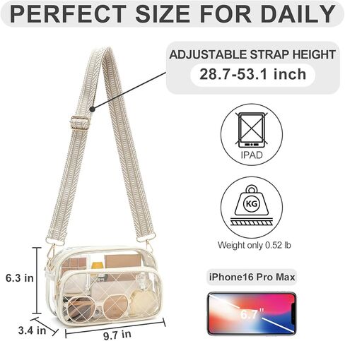 NEOREAL Clear Bag for Stadium Events Transparent Bags Crossbody Small Purse for Women Girls for Concerts Sports Approved in Kuwait