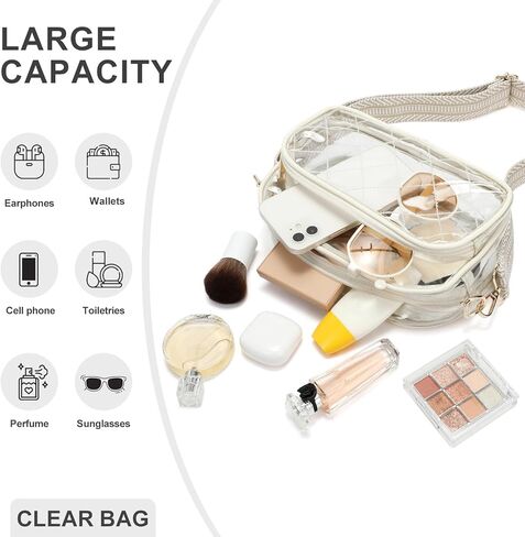 NEOREAL Clear Bag for Stadium Events Transparent Bags Crossbody Small Purse for Women Girls for Concerts Sports Approved in Kuwait