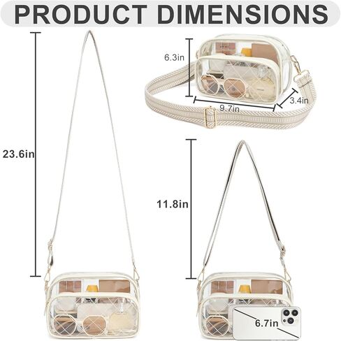 NEOREAL Clear Bag for Stadium Events Transparent Bags Crossbody Small Purse for Women Girls for Concerts Sports Approved in Kuwait