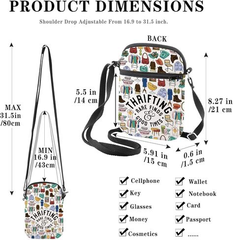 GJTIM Thrift Store Lover Gift Thrift Shopper Gift Thrifting Rare Finds Good Times Crossbody Bag for Thrifter in Saudi Arabia