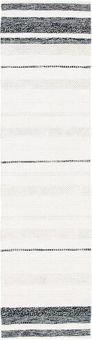 SAFAVIEH Striped Kilim Collection 2'3" x 11'7" Ivory/Black STK512A Handmade Flatweave Cotton Entryway Foyer Living Room Bedroom Kitchen Runner Rug in Saudi Arabia