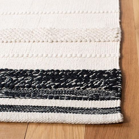 SAFAVIEH Striped Kilim Collection 2'3" x 11'7" Ivory/Black STK512A Handmade Flatweave Cotton Entryway Foyer Living Room Bedroom Kitchen Runner Rug in Saudi Arabia