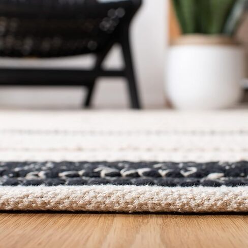 SAFAVIEH Striped Kilim Collection 2'3" x 11'7" Ivory/Black STK512A Handmade Flatweave Cotton Entryway Foyer Living Room Bedroom Kitchen Runner Rug in Saudi Arabia
