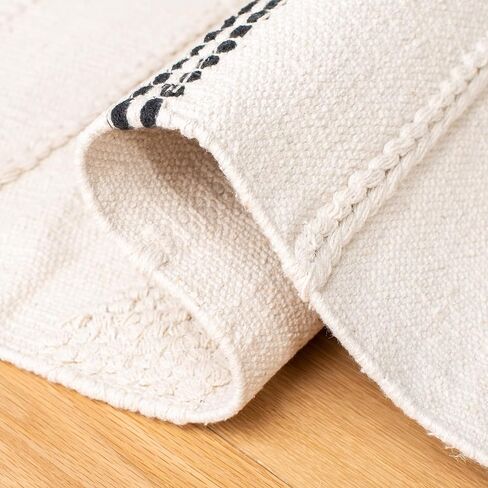 SAFAVIEH Striped Kilim Collection 2'3" x 11'7" Ivory/Black STK512A Handmade Flatweave Cotton Entryway Foyer Living Room Bedroom Kitchen Runner Rug in Saudi Arabia