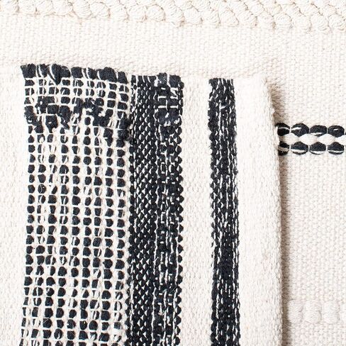 SAFAVIEH Striped Kilim Collection 2'3" x 11'7" Ivory/Black STK512A Handmade Flatweave Cotton Entryway Foyer Living Room Bedroom Kitchen Runner Rug in Saudi Arabia