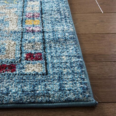 سجادة منطقة مجموعة SAFAVIEH Madison - مقاس 15.24 سم × 22.86 سم، أزرق فاتح وفوشيا، تصميم ميدالية بوهو شيك، لا يتساقط ويسهل العناية به، مثالي للمناطق ذات الحركة العالية في غرفة المعيشة وغرفة النوم (MAD306M) in Saudi Arabia
