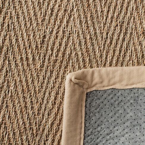 SAFAVIEH Natural Fiber Collection Runner Rug - 2'6" x 12', Natural & Ivory, Seagrass, Herringbone Pattern with Border (NF115J) in Saudi Arabia