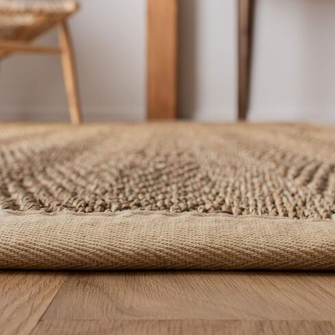 SAFAVIEH Natural Fiber Collection Runner Rug - 2'6" x 12', Natural & Ivory, Seagrass, Herringbone Pattern with Border (NF115J) in Saudi Arabia