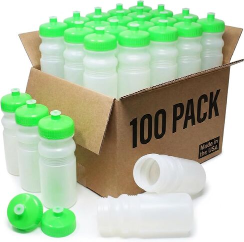 Rolling Sands 20 Ounce Sports Water Bottles 100 Pack, BPA-Free, Made in USA, Dishwasher Safe in Kuwait