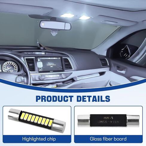 6PCS 31mm LED Car Light Bulb Interior, Bright 9-SMD 4014 Chips, 6614F 6641 6612F Festoon LED Bulb for Car, 12V Automotive Bulbs for Vanity Mirror, Sun Visor, Dome Lights (White) in Saudi Arabia