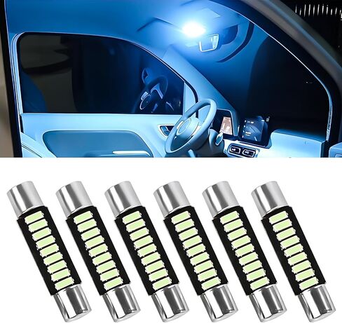 6 قطع 31 ملم LED لمبة إضاءة السيارة الداخلية، شرائح 9-SMD 4014 ساطعة، 6614F 6641 6612F مصباح LED اكليل للسيارة، مصابيح سيارات 12 فولت لمرآة الزينة، واقي الشمس، أضواء القبة (أبيض) in Saudi Arabia