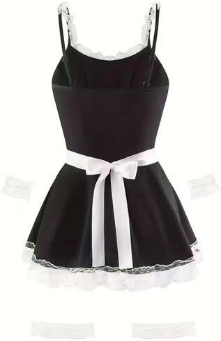 Sexy Adult Exotic Lingerie Set –Cute Maid Outfit with Lace-Trimmed Halter Top, Deep V-Neck & Backless Design for Role-Playing in Saudi Arabia