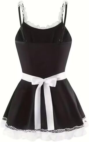 Sexy Adult Exotic Lingerie Set –Cute Maid Outfit with Lace-Trimmed Halter Top, Deep V-Neck & Backless Design for Role-Playing in Saudi Arabia
