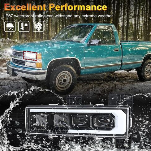 LED Headlight Assembly High/Low Beam & White DRL with Welcome Sequence Left Driver Side Compatible with 1988-1998 Chevy GMC C/K1500 C/K2500 C/K3500 Suburban Tahoe Yukon in Kuwait