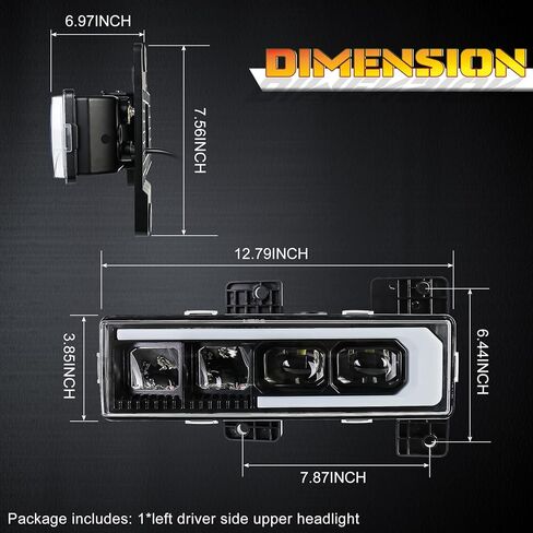 LED Headlight Assembly High/Low Beam & White DRL with Welcome Sequence Left Driver Side Compatible with 1988-1998 Chevy GMC C/K1500 C/K2500 C/K3500 Suburban Tahoe Yukon in Kuwait